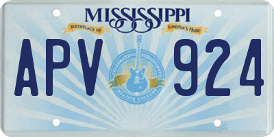 MS license plate APV924