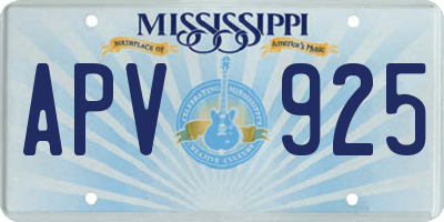 MS license plate APV925