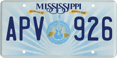 MS license plate APV926