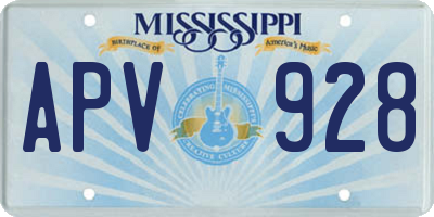 MS license plate APV928