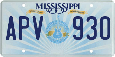 MS license plate APV930