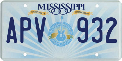 MS license plate APV932
