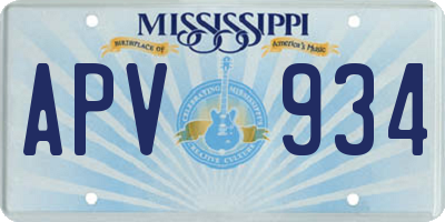 MS license plate APV934