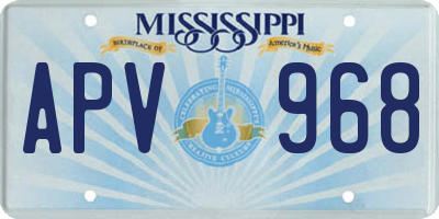 MS license plate APV968