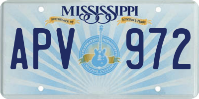 MS license plate APV972