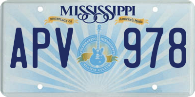 MS license plate APV978