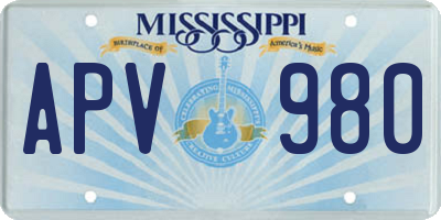 MS license plate APV980