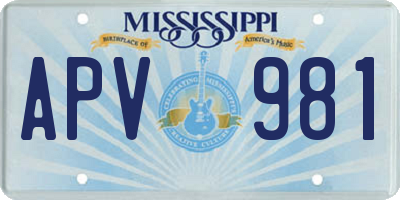 MS license plate APV981