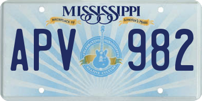 MS license plate APV982
