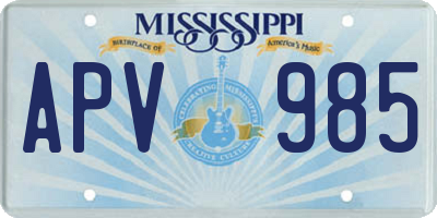 MS license plate APV985