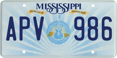 MS license plate APV986