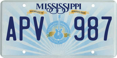 MS license plate APV987