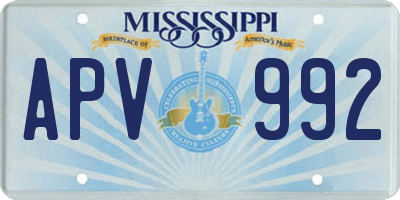 MS license plate APV992