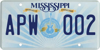 MS license plate APW002