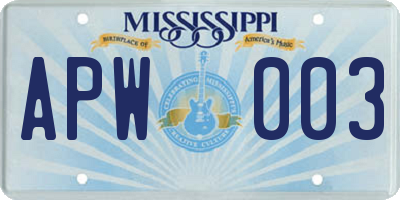 MS license plate APW003