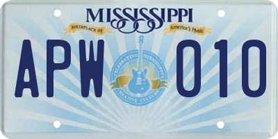 MS license plate APW010
