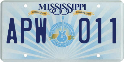 MS license plate APW011