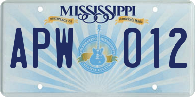 MS license plate APW012