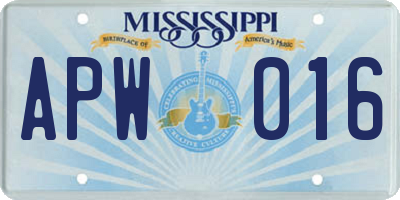 MS license plate APW016
