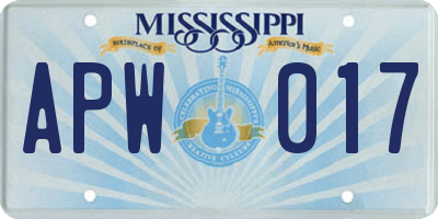 MS license plate APW017