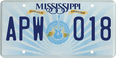 MS license plate APW018