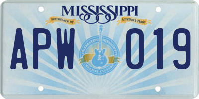 MS license plate APW019