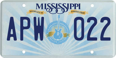 MS license plate APW022