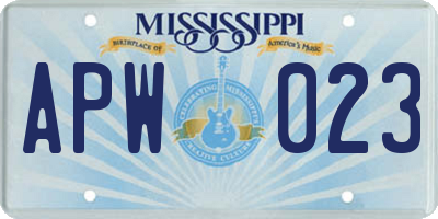 MS license plate APW023