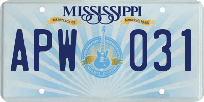 MS license plate APW031