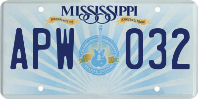 MS license plate APW032