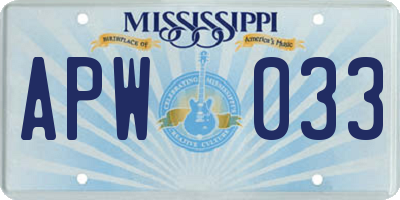 MS license plate APW033