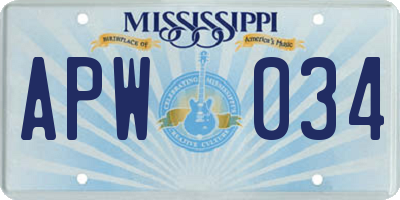 MS license plate APW034