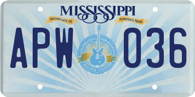 MS license plate APW036