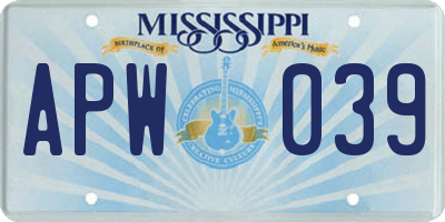 MS license plate APW039