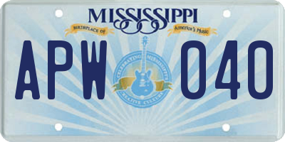 MS license plate APW040