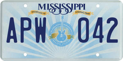 MS license plate APW042