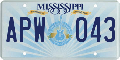 MS license plate APW043