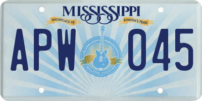 MS license plate APW045