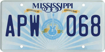 MS license plate APW068