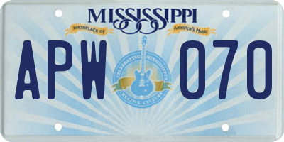 MS license plate APW070