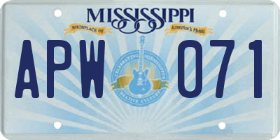 MS license plate APW071