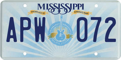 MS license plate APW072