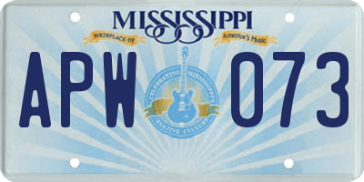 MS license plate APW073