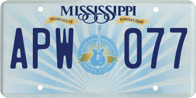 MS license plate APW077