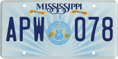 MS license plate APW078