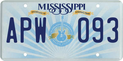 MS license plate APW093