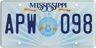 MS license plate APW098