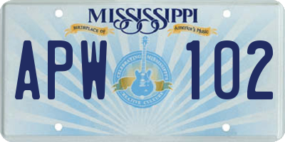 MS license plate APW102
