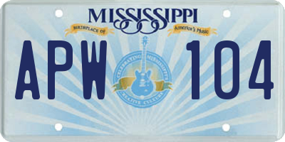 MS license plate APW104