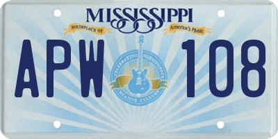 MS license plate APW108
